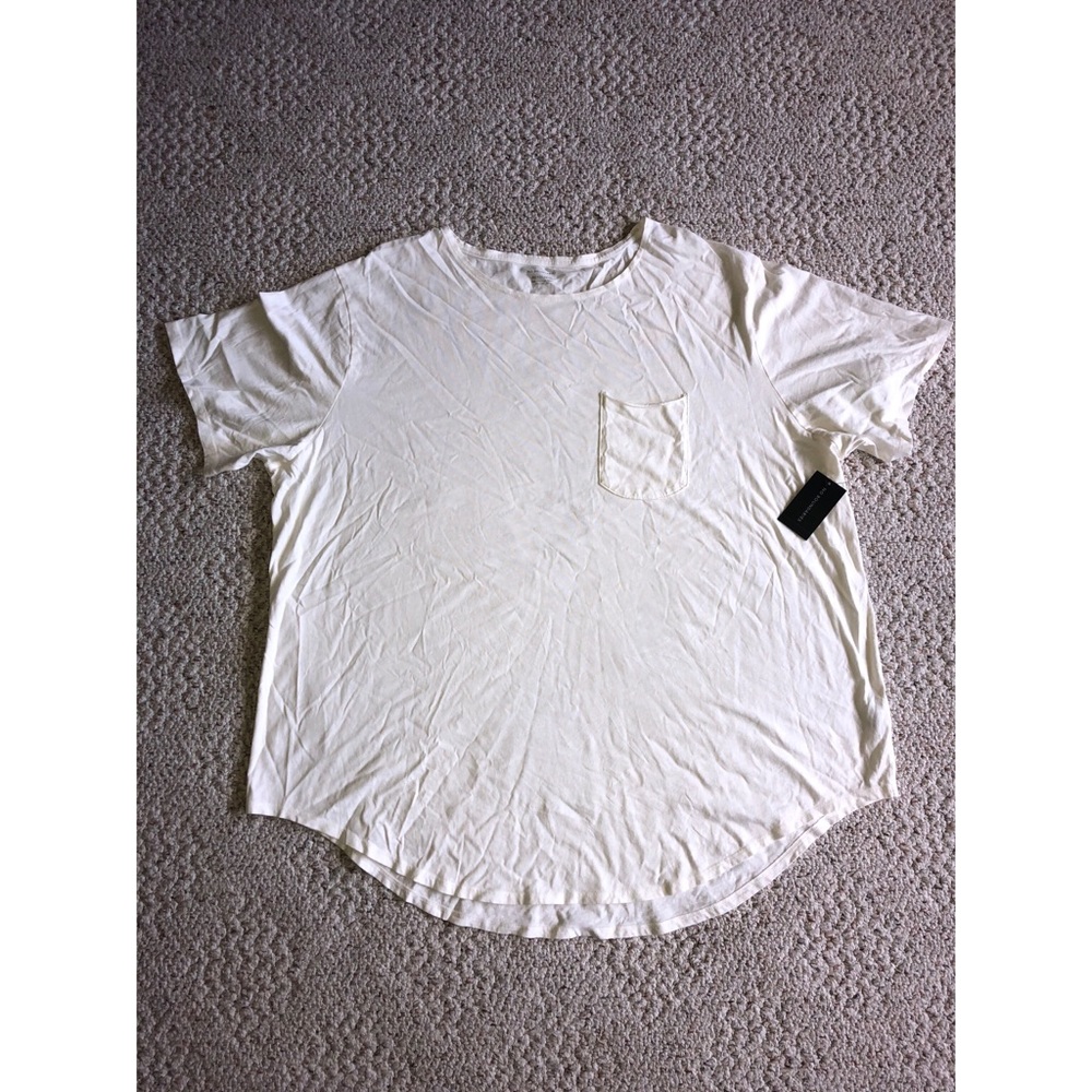 Ladies White Pocket T-Shirt